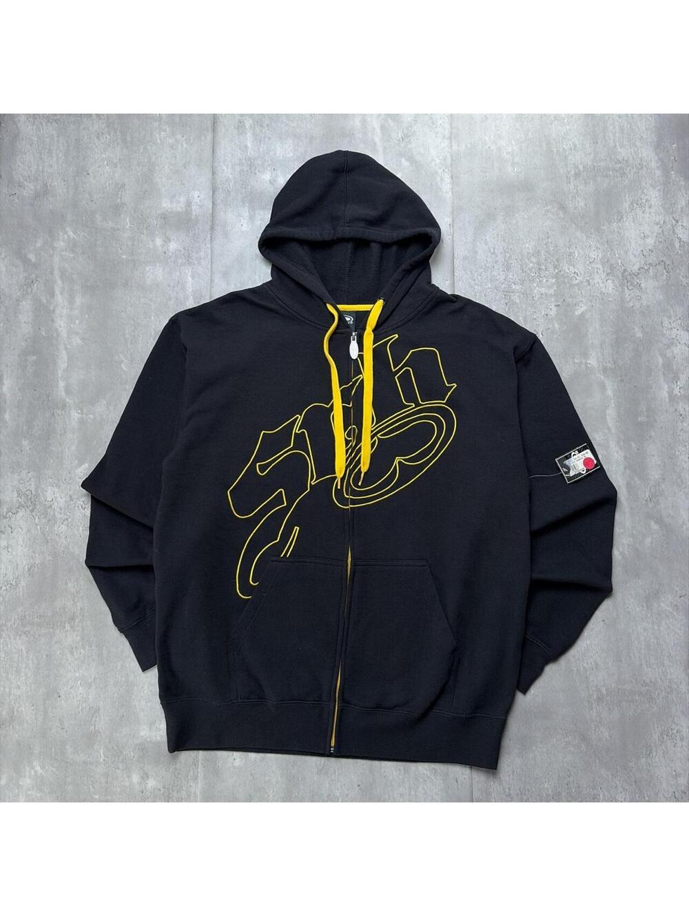 Y2K Black STR Grunge Gothic Skater Deadstock Zip Up Hoodie